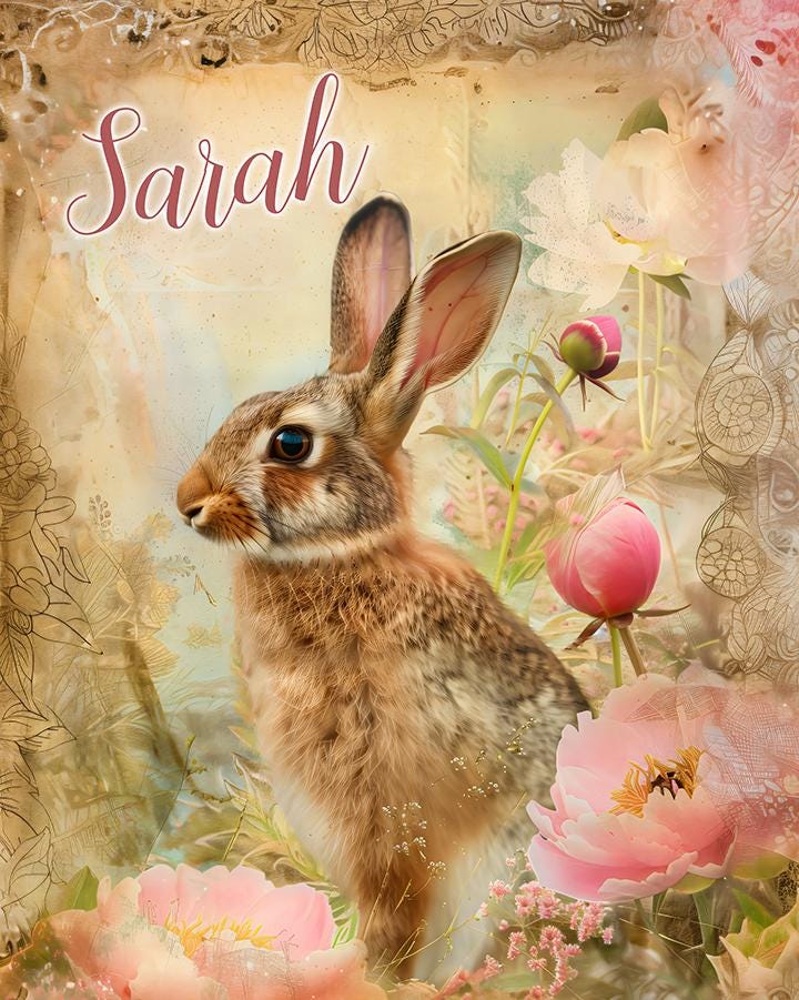 Personalized Bunny Portrait Set – Printable Nursery Wall Art (Set of 3) Custom Kids Room Decor | Digital Download