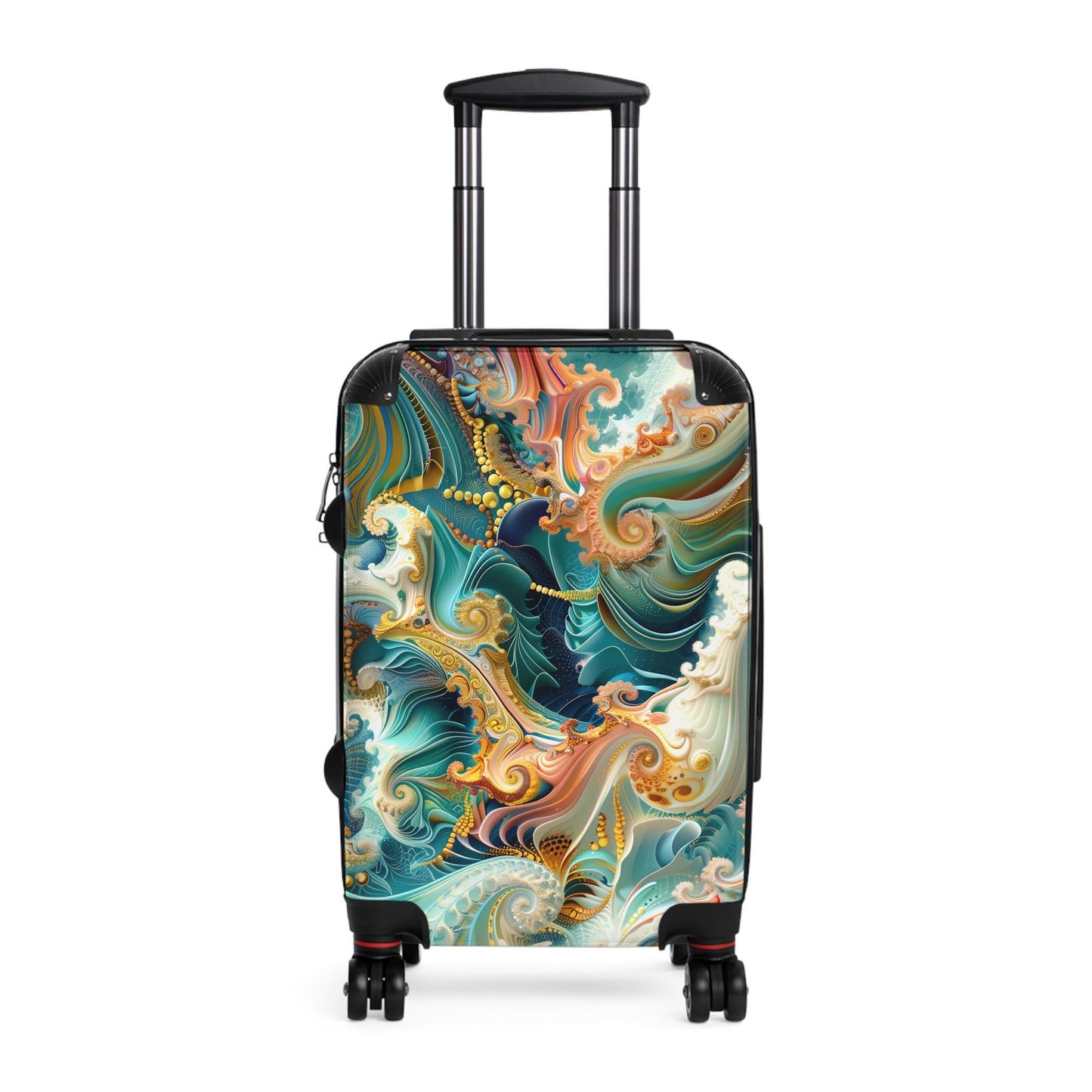Whimsical Fractal Ocean Wave Suitcase, Travel Bag, Luggage, Beach Vacation Gear, Unique Baggage for Adventurers, Gift for Travelers