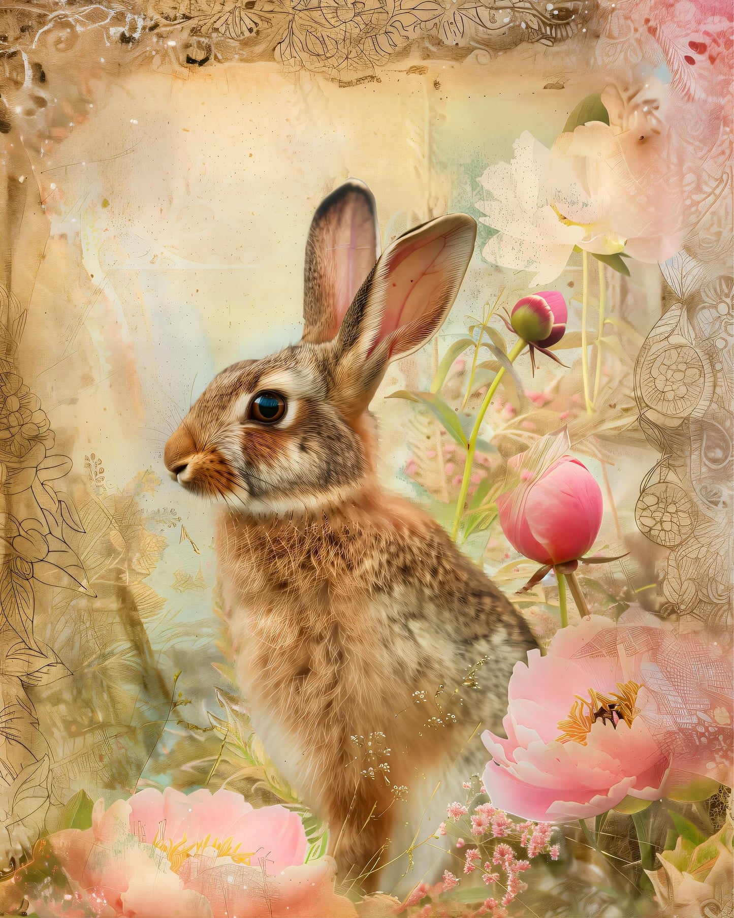 Personalized Bunny Portrait Set – Printable Nursery Wall Art (Set of 3) Custom Kids Room Decor | Digital Download