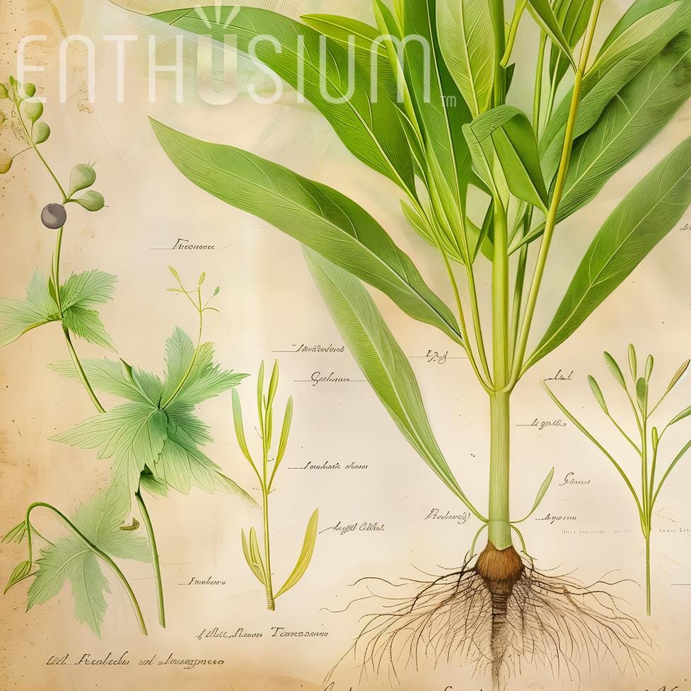 Botanical Herb Wall Art Set – 12 Printable Herbs – Elegant Kitchen Decor – Instant Download