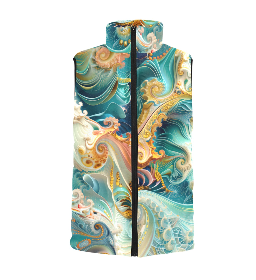 Turquoise Fractal Padded Vest