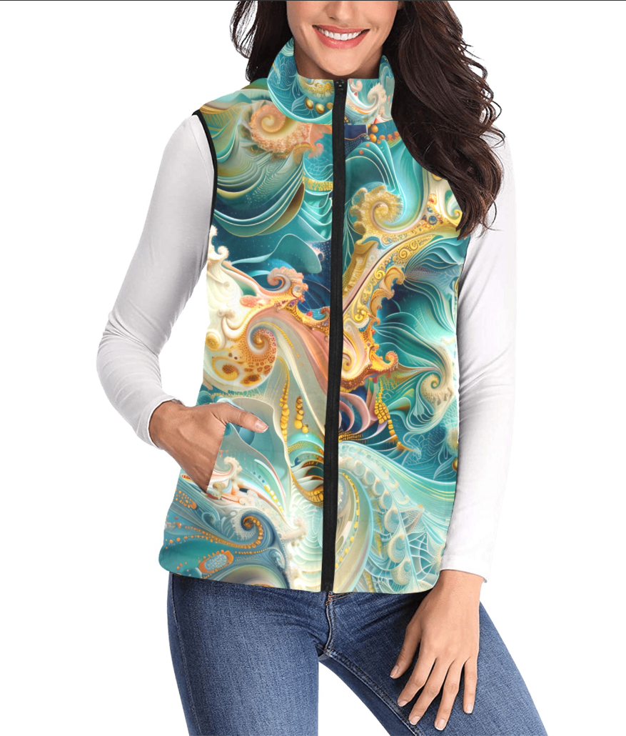 Turquoise Fractal Padded Vest