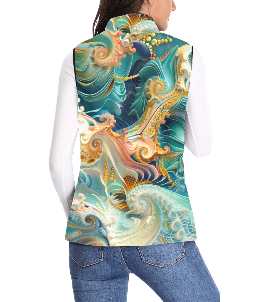 Turquoise Fractal Padded Vest