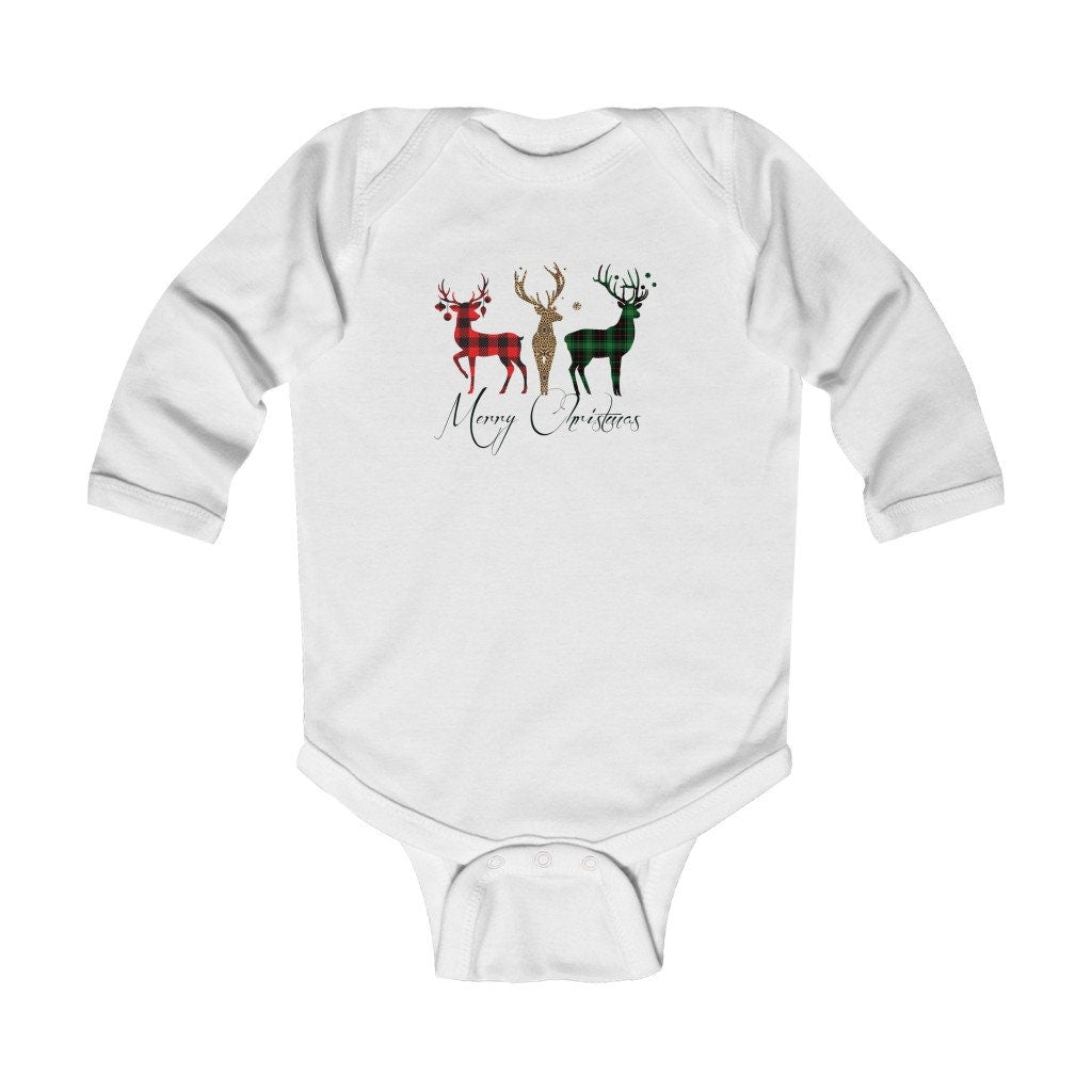 Plaid Reindeer Infant Long Sleeve Bodysuit