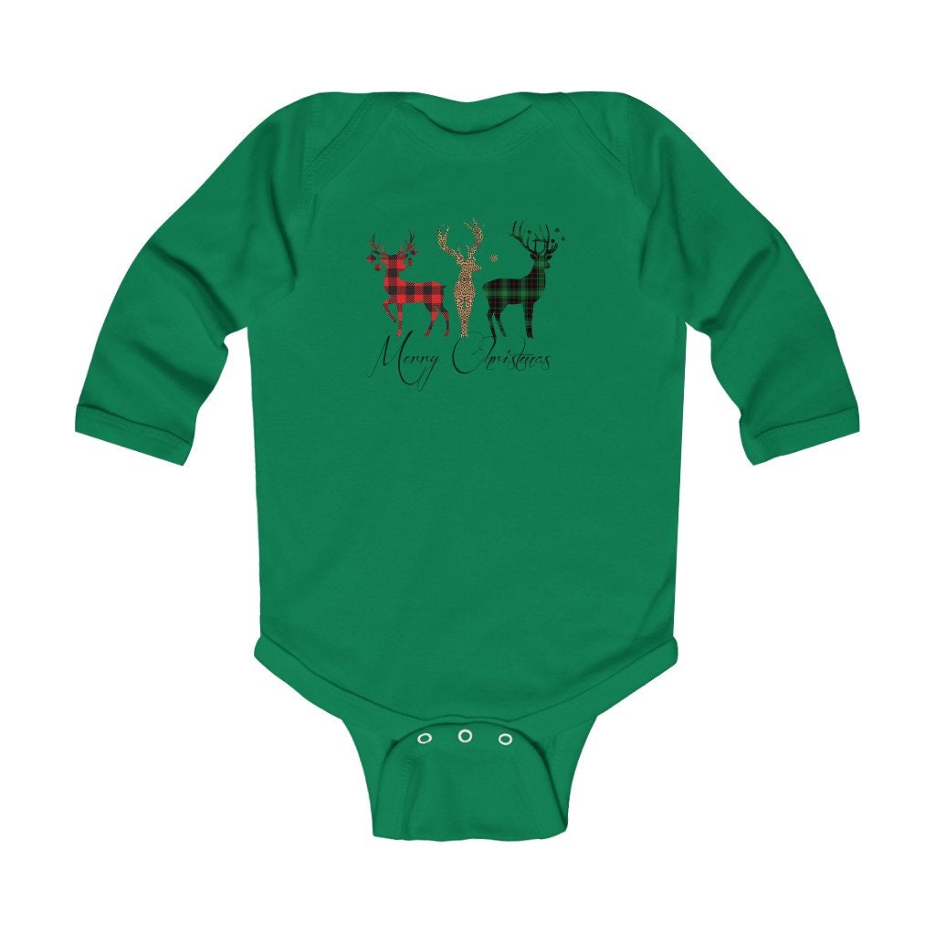 Plaid Reindeer Infant Long Sleeve Bodysuit