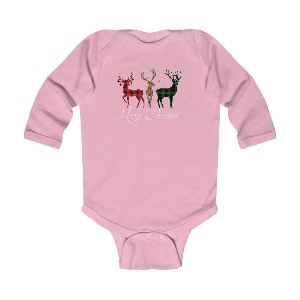 Plaid Reindeer Infant Long Sleeve Bodysuit