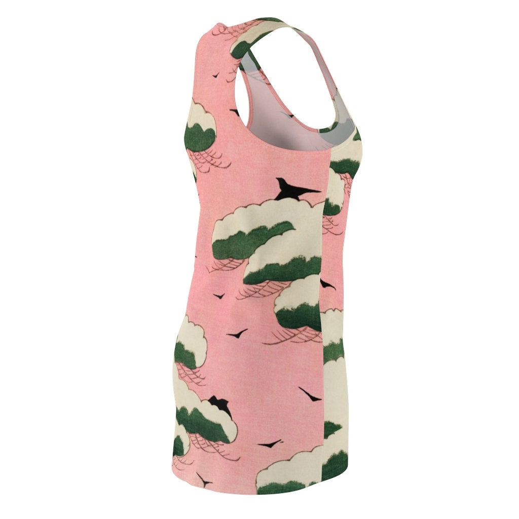 Women's Racerback Dress, Japanese Woodcut, Pink sundress