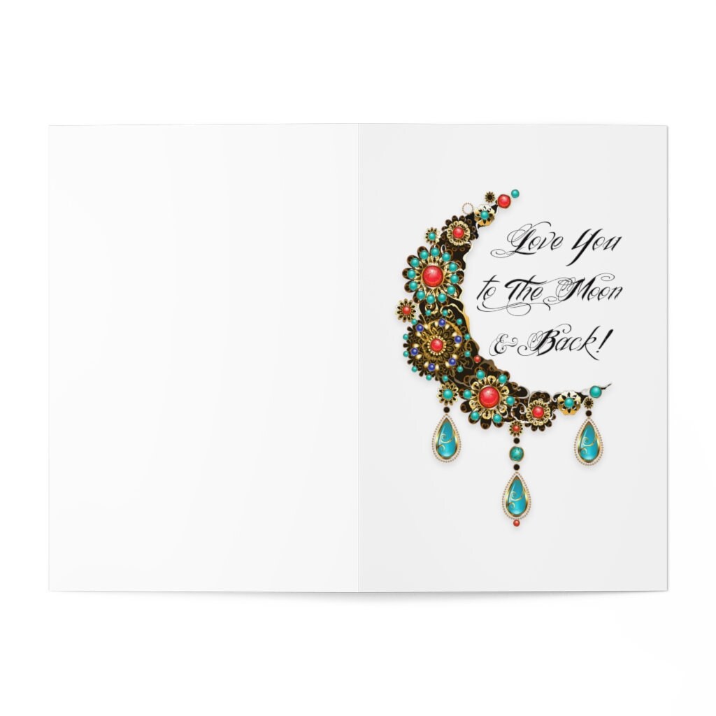 Valentine Cards, Love You to the Moon, Gift for him, Greeting Cards (7 pcs)