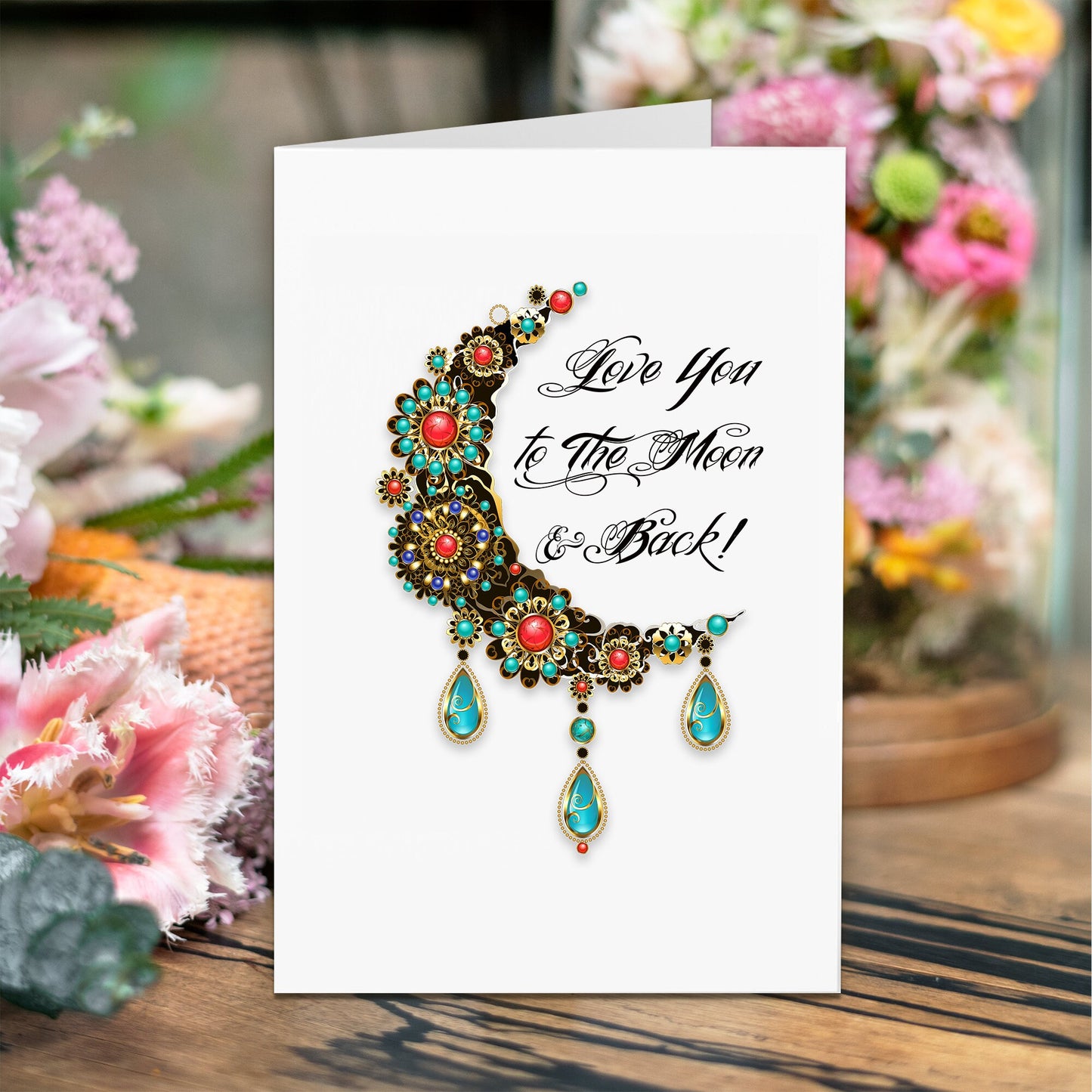 Valentine Cards, Love You to the Moon, Gift for him, Greeting Cards (7 pcs)