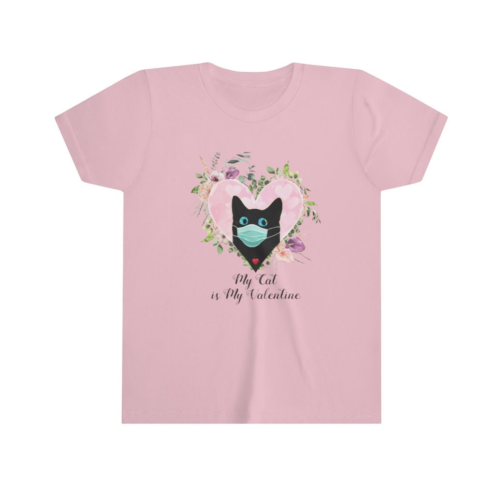 Valentine Shirt for Kids, My Cat is my Valentine, Cat Lover, Youth Short Sleeve Tee