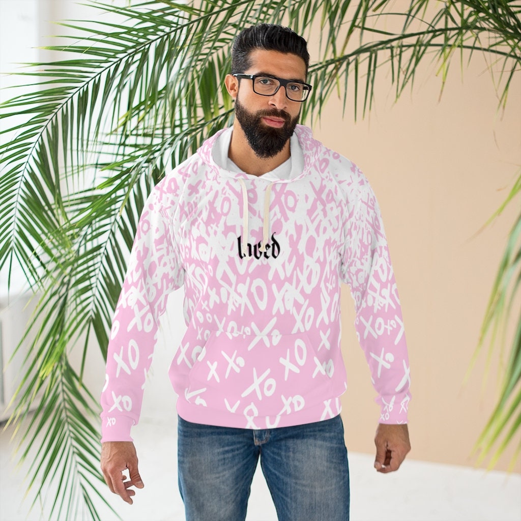 Valentine Shirt, Pink, Love Signs, Loved, AOP Unisex Pullover Hoodie