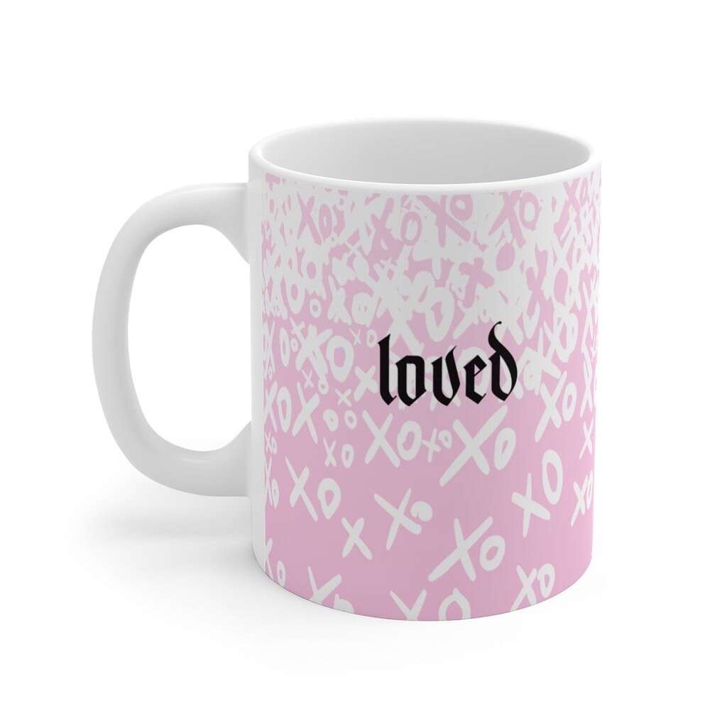 Pink Mug, Love Signs, Gift for couples, Loved, 11oz White Mug