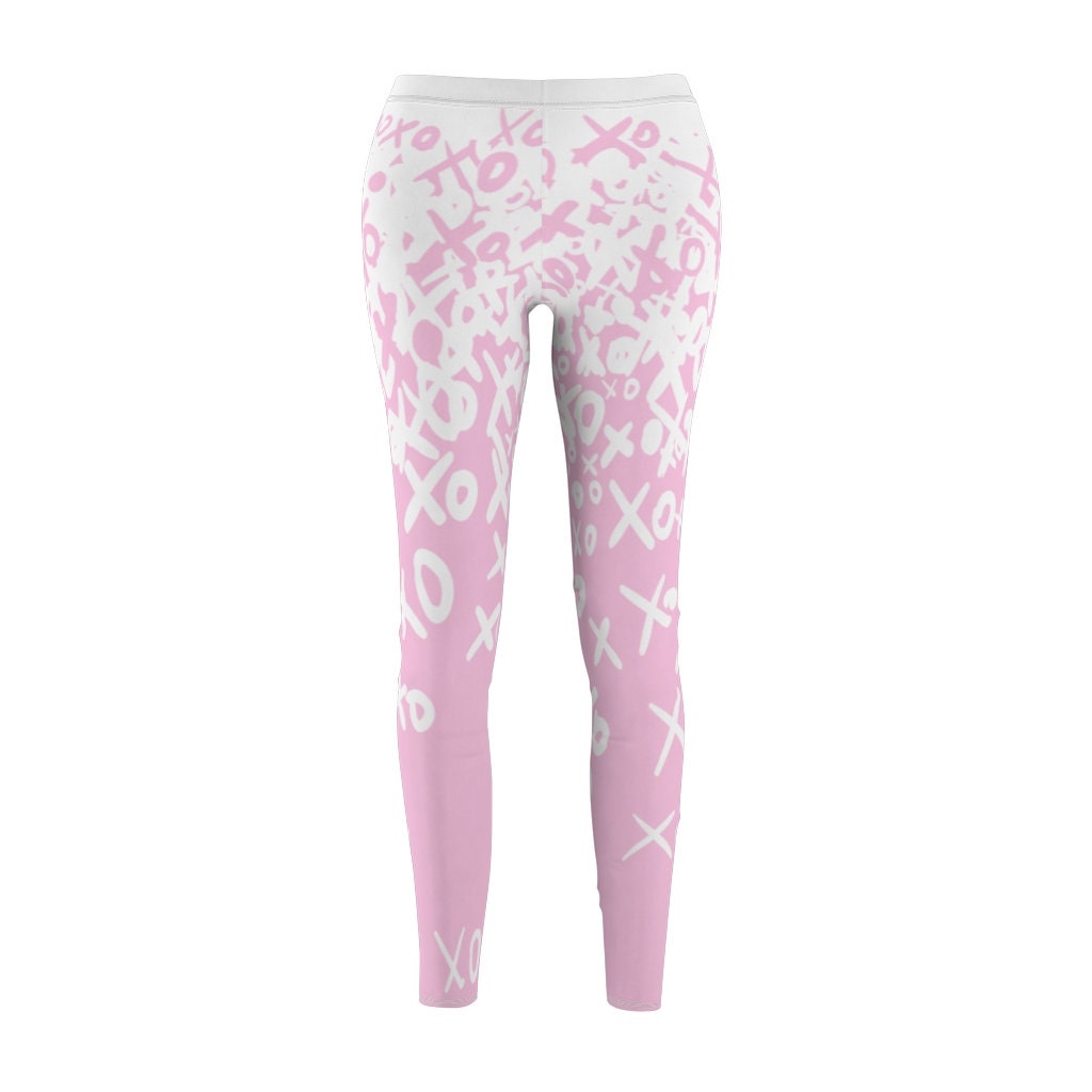 Pink Leggings, Love signs, Loved, XOXO, Women's Casual Leggings
