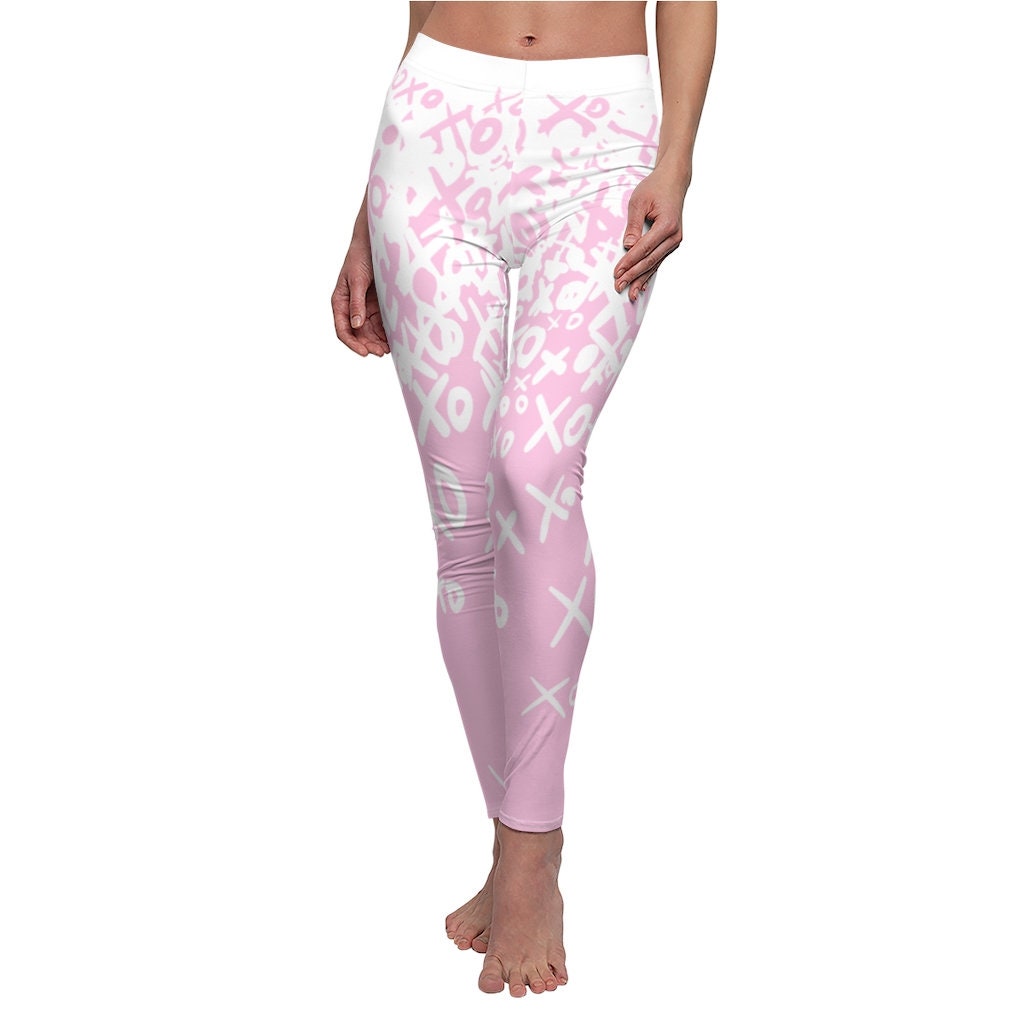 Pink Leggings, Love signs, Loved, XOXO, Women's Casual Leggings