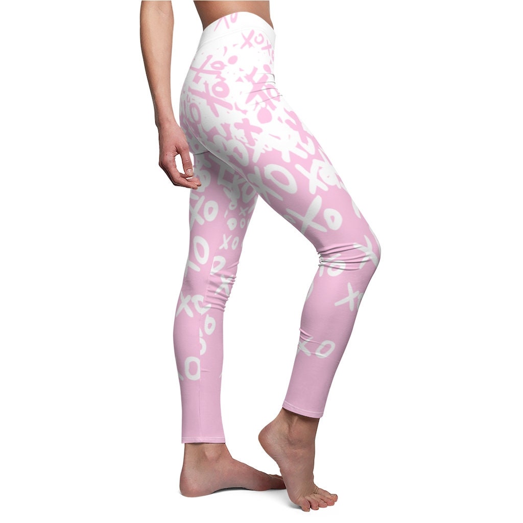 Pink Leggings, Love signs, Loved, XOXO, Women's Casual Leggings