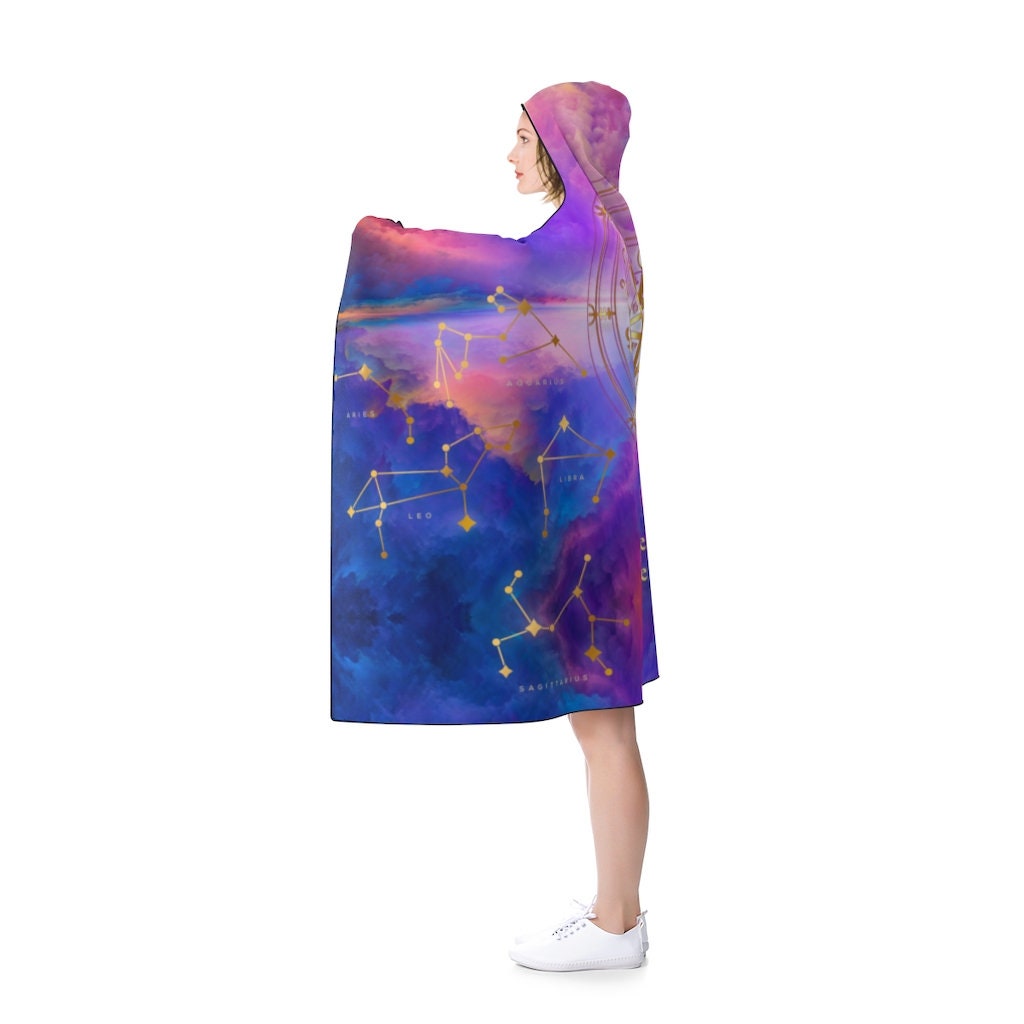 Zodiac Blanket, Zodiac Constellations, Gift for home, Hooded Blanket