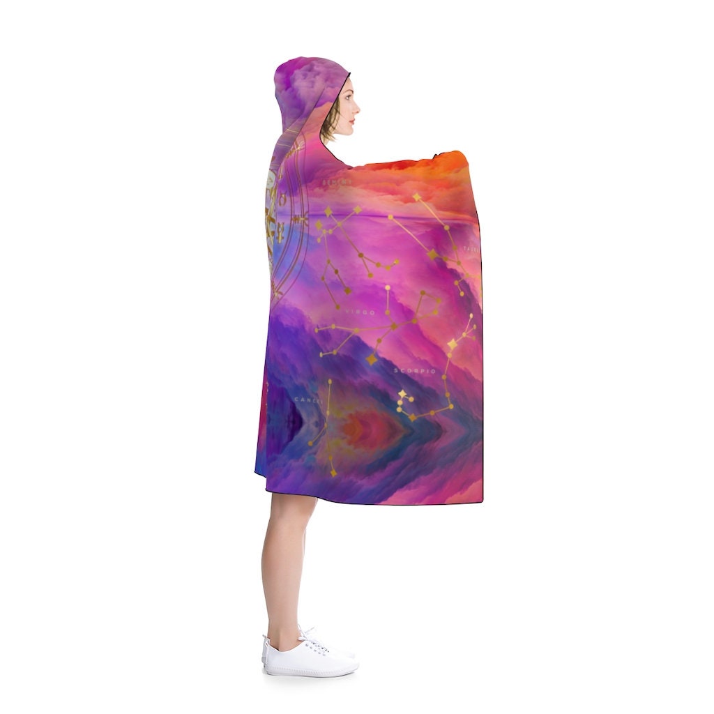 Zodiac Blanket, Zodiac Constellations, Gift for home, Hooded Blanket
