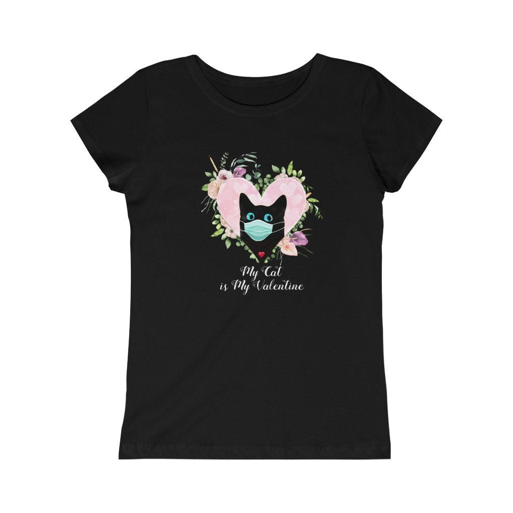 Valentine Shirt, My Cat is My Valentine, Valentine Gift, Girls Princess Tee