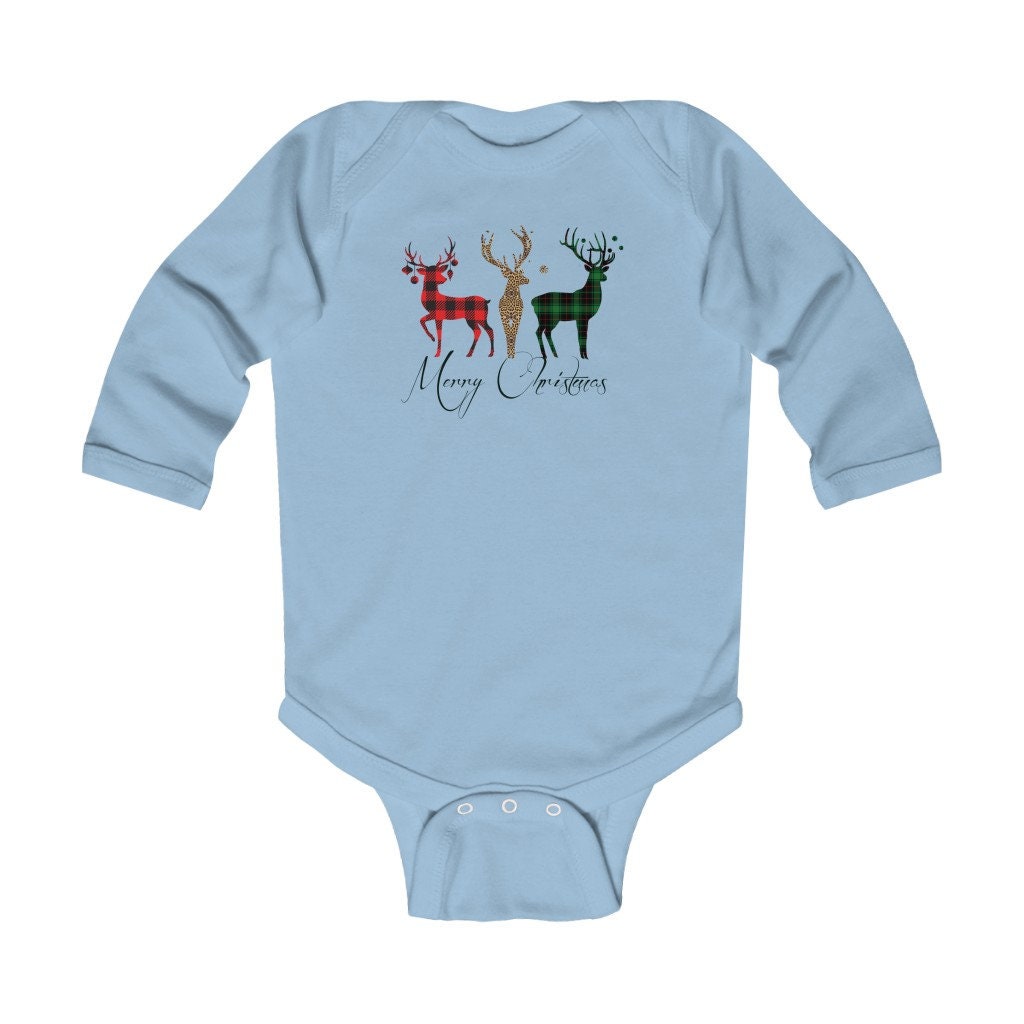 Plaid Reindeer Infant Long Sleeve Bodysuit