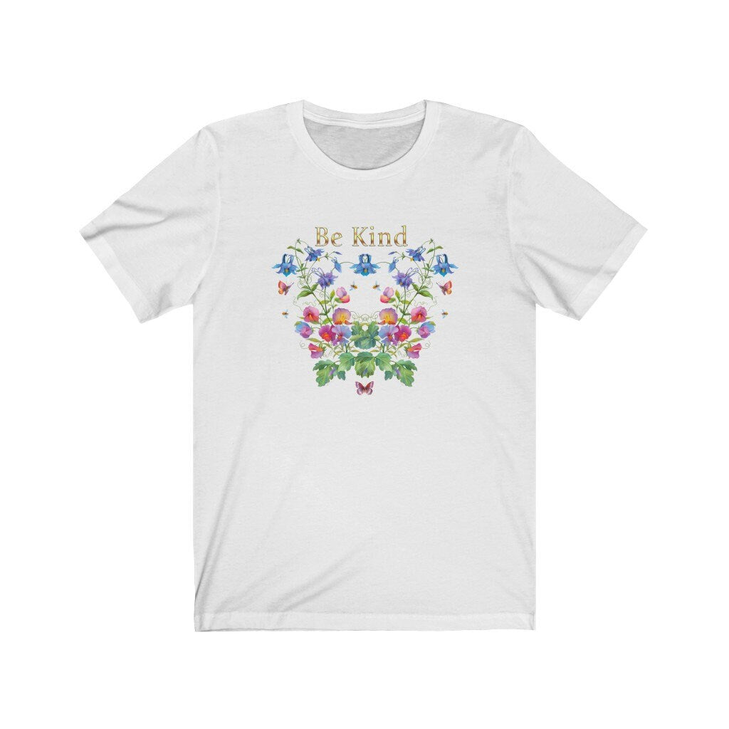 Unisex Jersey Tee, Be Kind, Kindness, Floral, Short Sleeve Tee