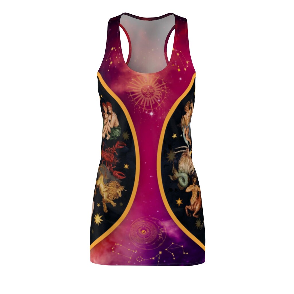 Women's Racerback Dress, Sundress, Zodiac, Double Wheel