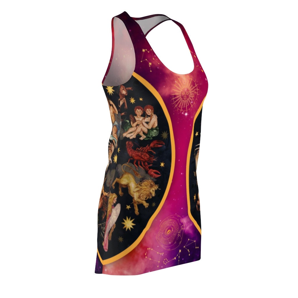 Women's Racerback Dress, Sundress, Zodiac, Double Wheel