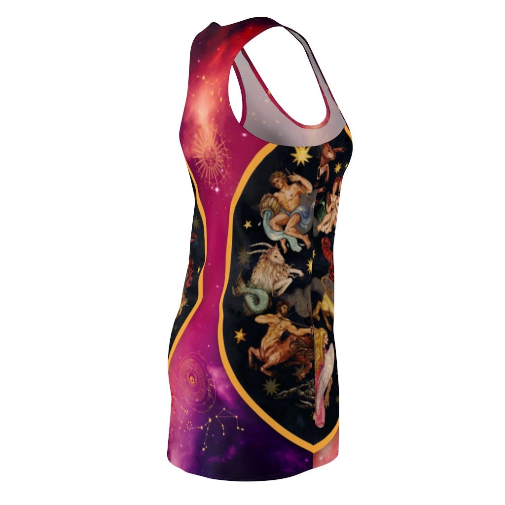 Women's Racerback Dress, Sundress, Zodiac, Double Wheel
