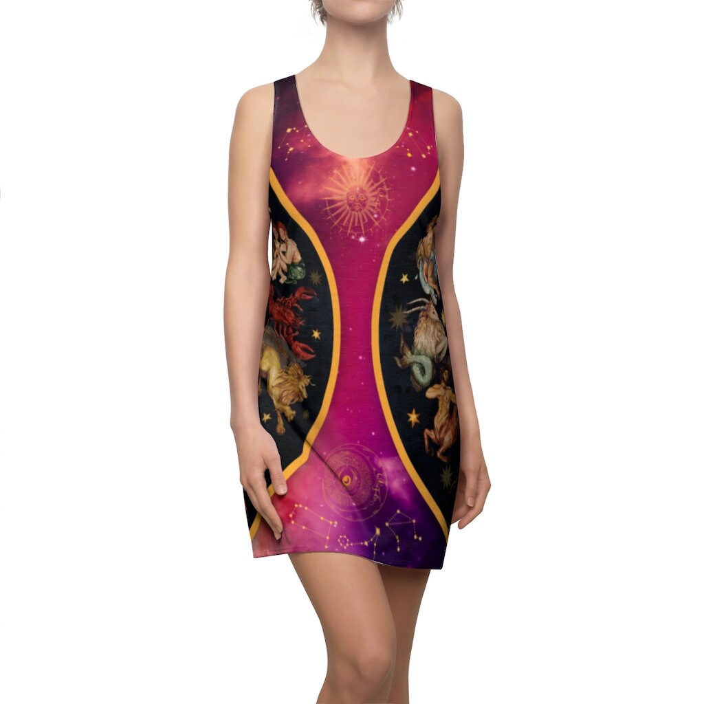 Women's Racerback Dress, Sundress, Zodiac, Double Wheel