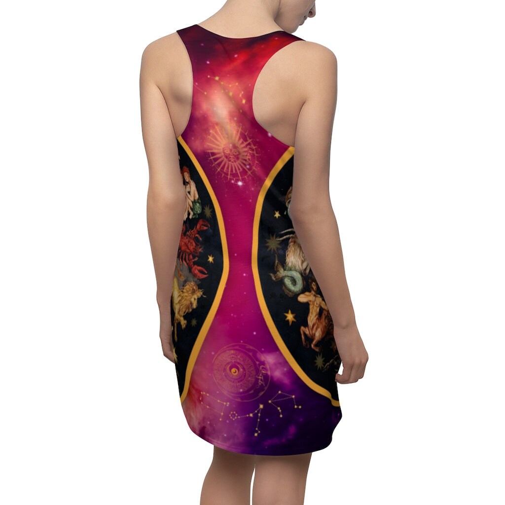 Women's Racerback Dress, Sundress, Zodiac, Double Wheel
