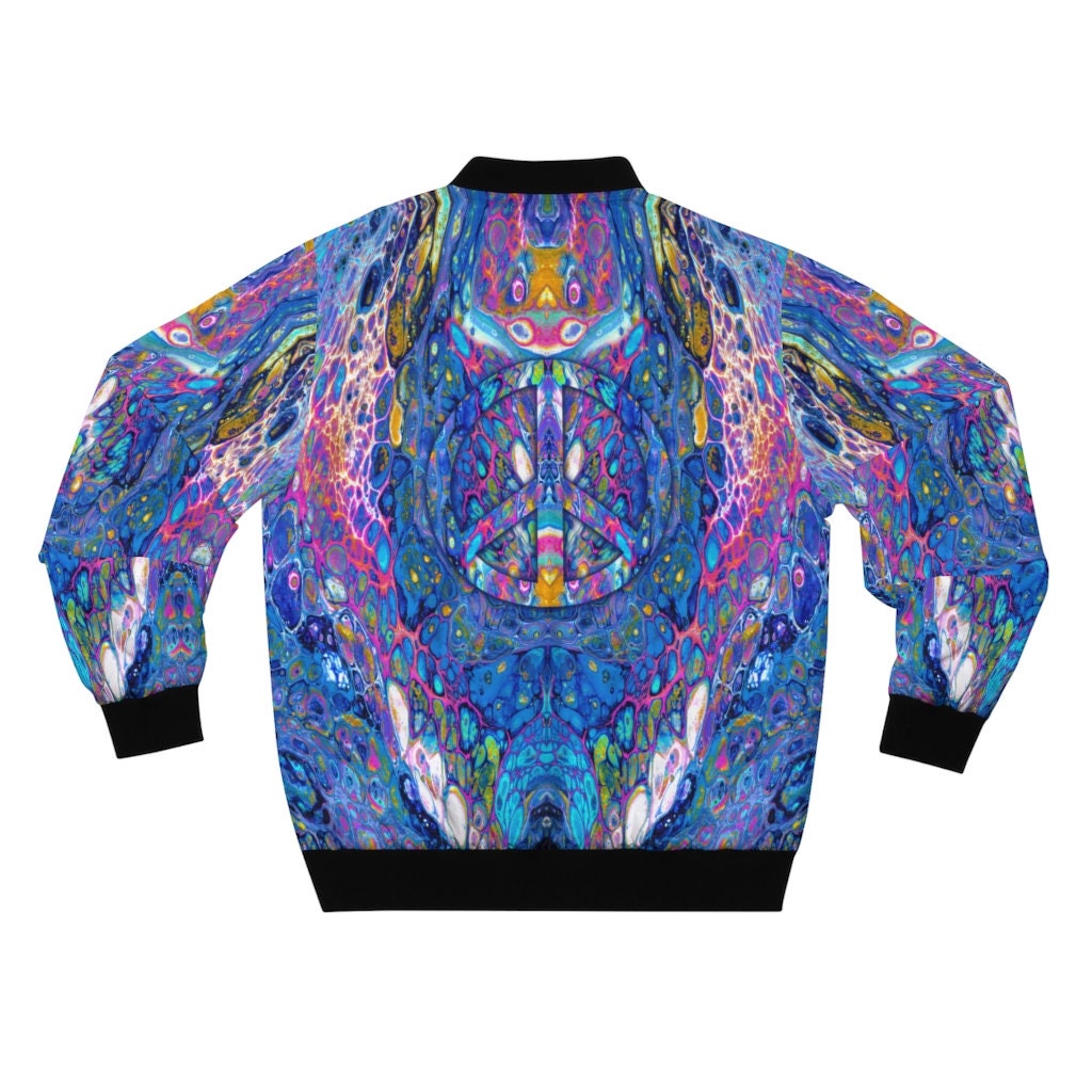 Men's Bomber Jacket, Peace Sign, Hippy Style