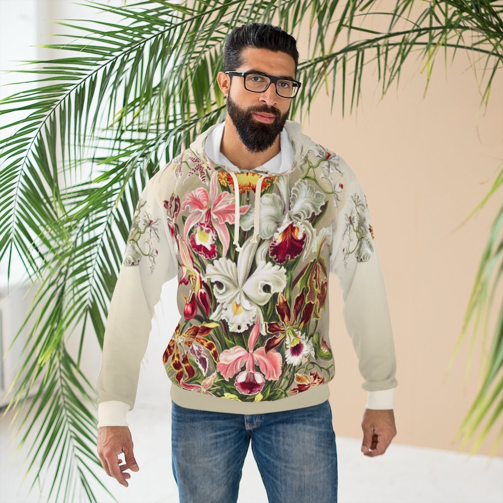 Orchid Botanical, Orchid blossoms, All Over Print, Unisex Pullover Hoodie