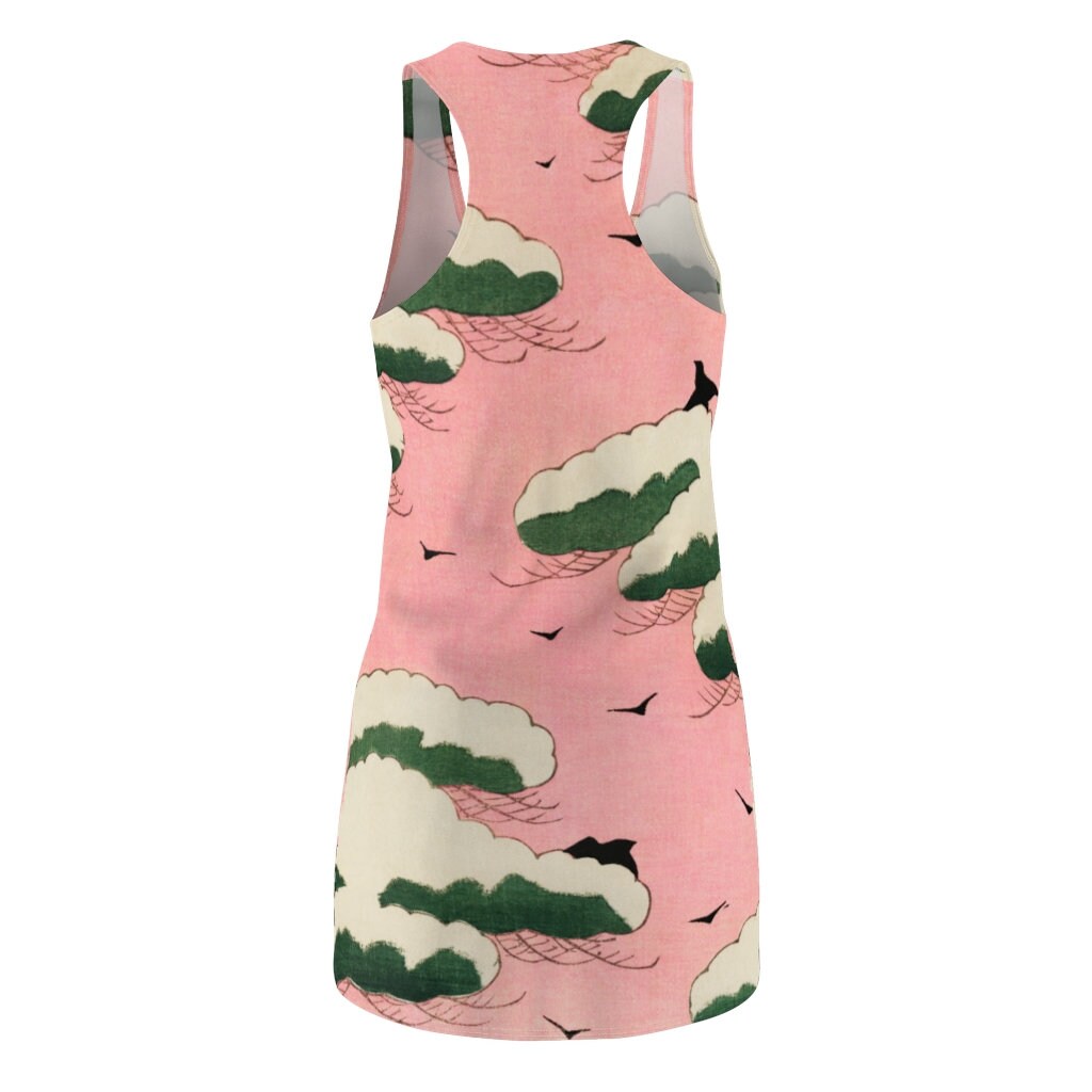 Women's Racerback Dress, Japanese Woodcut, Pink sundress