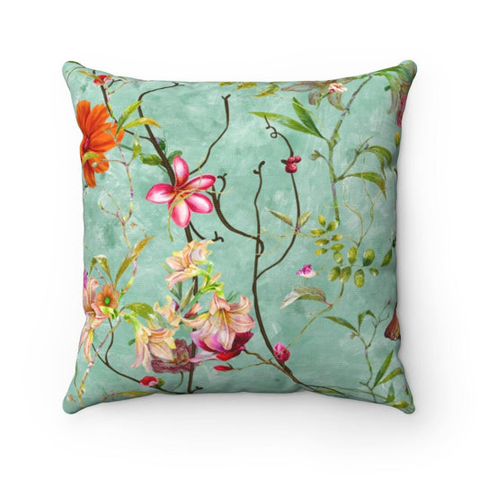 Cottagecore Throw Pillow, Flowered, Boho, Spun Polyester Square Pillow
