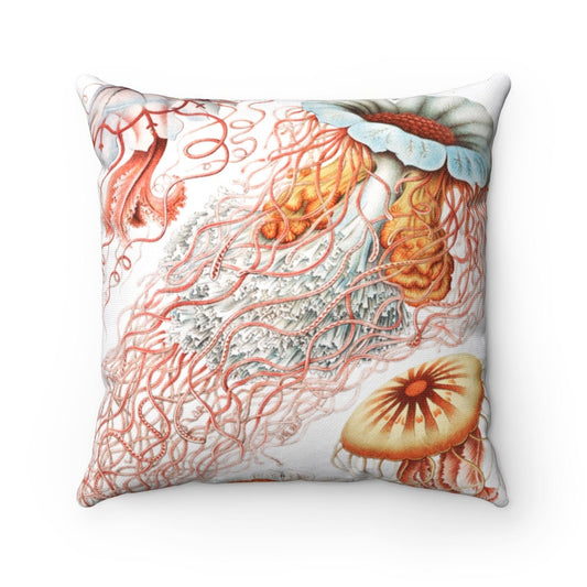 Cottagecore Throw Pillow, Botanical Decor, Jellyfish, Spun Polyester Square Pillow
