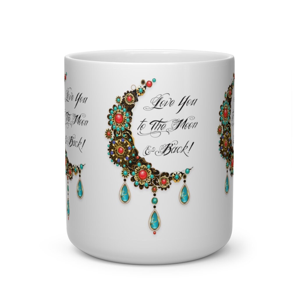 Valentine Mug, Love You to the Moon, Gift for him, Heart Shape Mug
