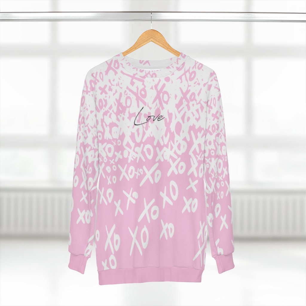 Valentine Shirt, Pink, Love Signs, Gift for her, AOP Unisex Sweatshirt