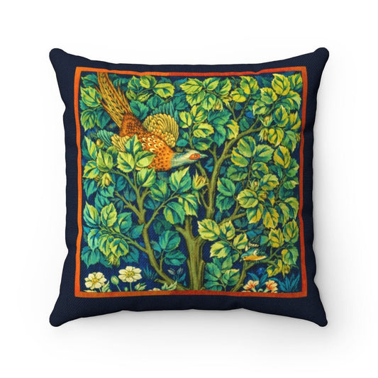 Cottagecore Throw Pillow, Tapestry Print, Birds, Boho, Spun Polyester Square Pillow