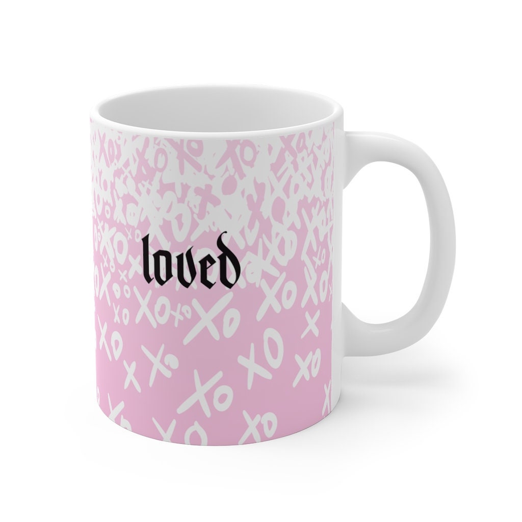 Pink Mug, Love Signs, Gift for couples, Loved, 11oz White Mug