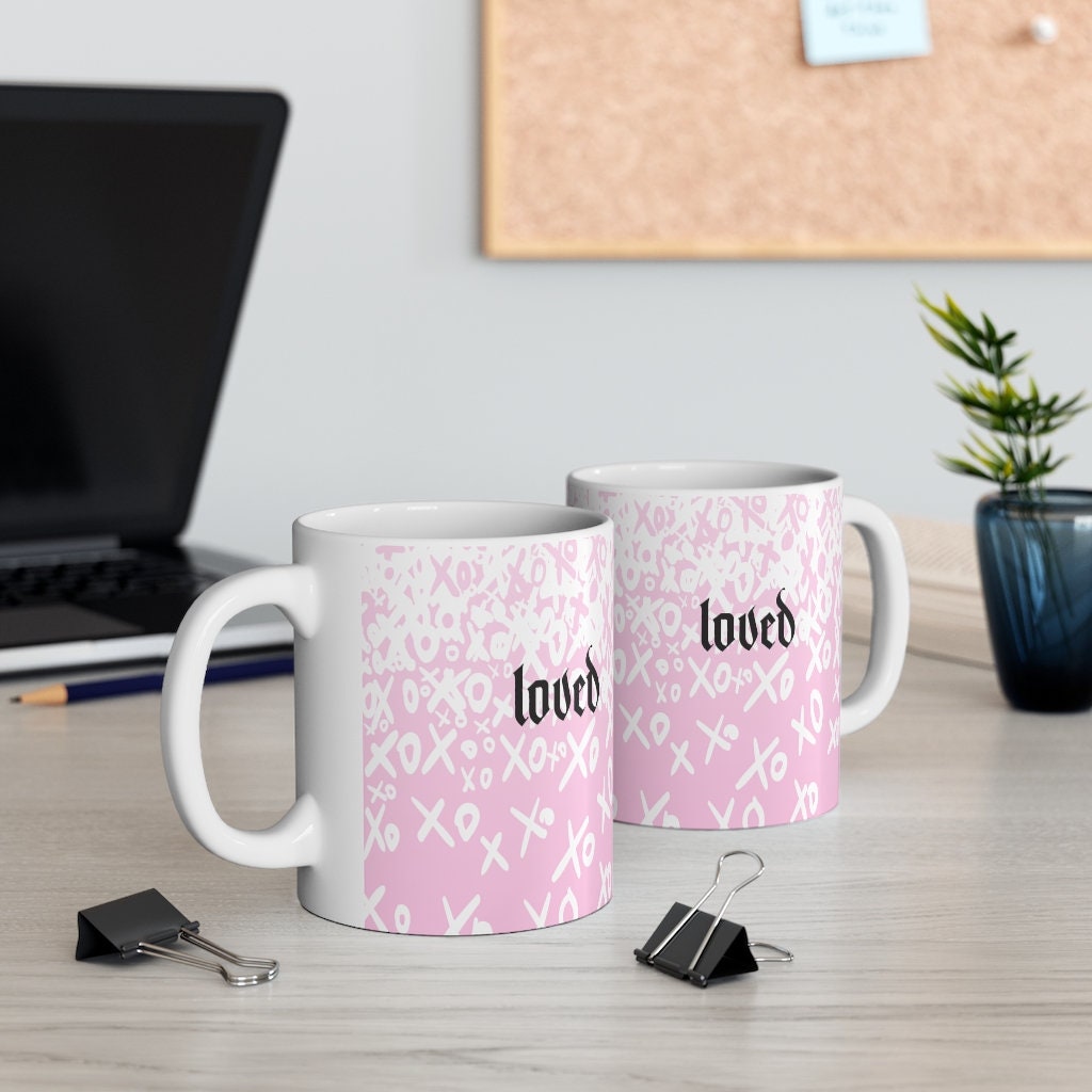 Pink Mug, Love Signs, Gift for couples, Loved, 11oz White Mug