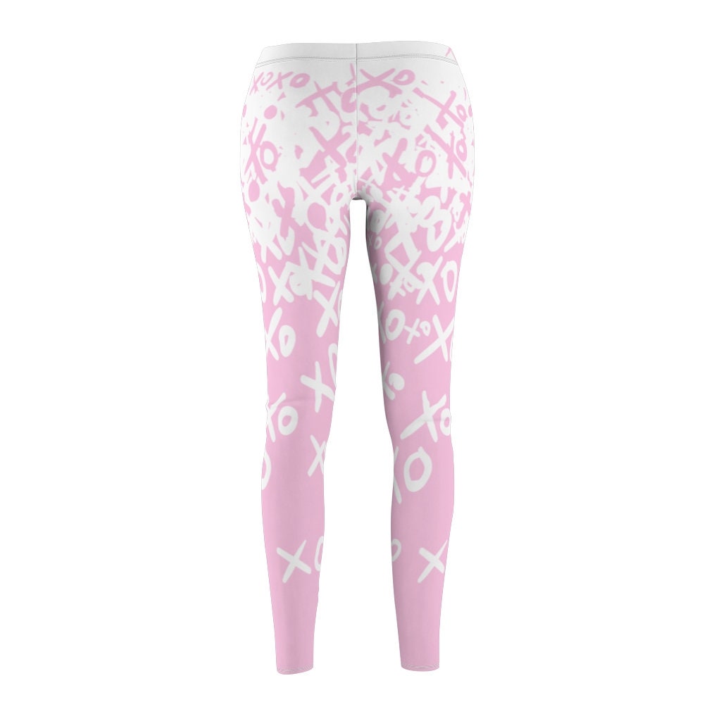 Pink Leggings, Love signs, Loved, XOXO, Women's Casual Leggings