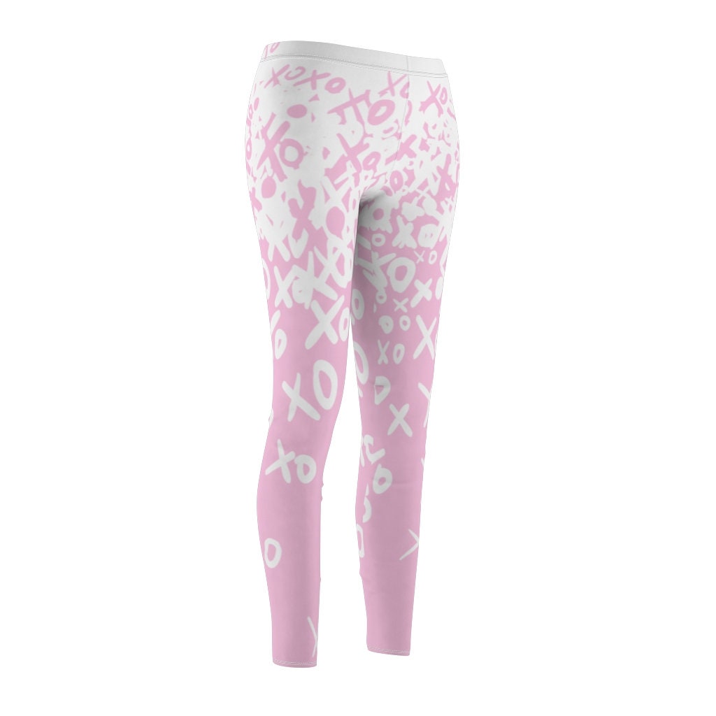 Pink Leggings, Love signs, Loved, XOXO, Women's Casual Leggings