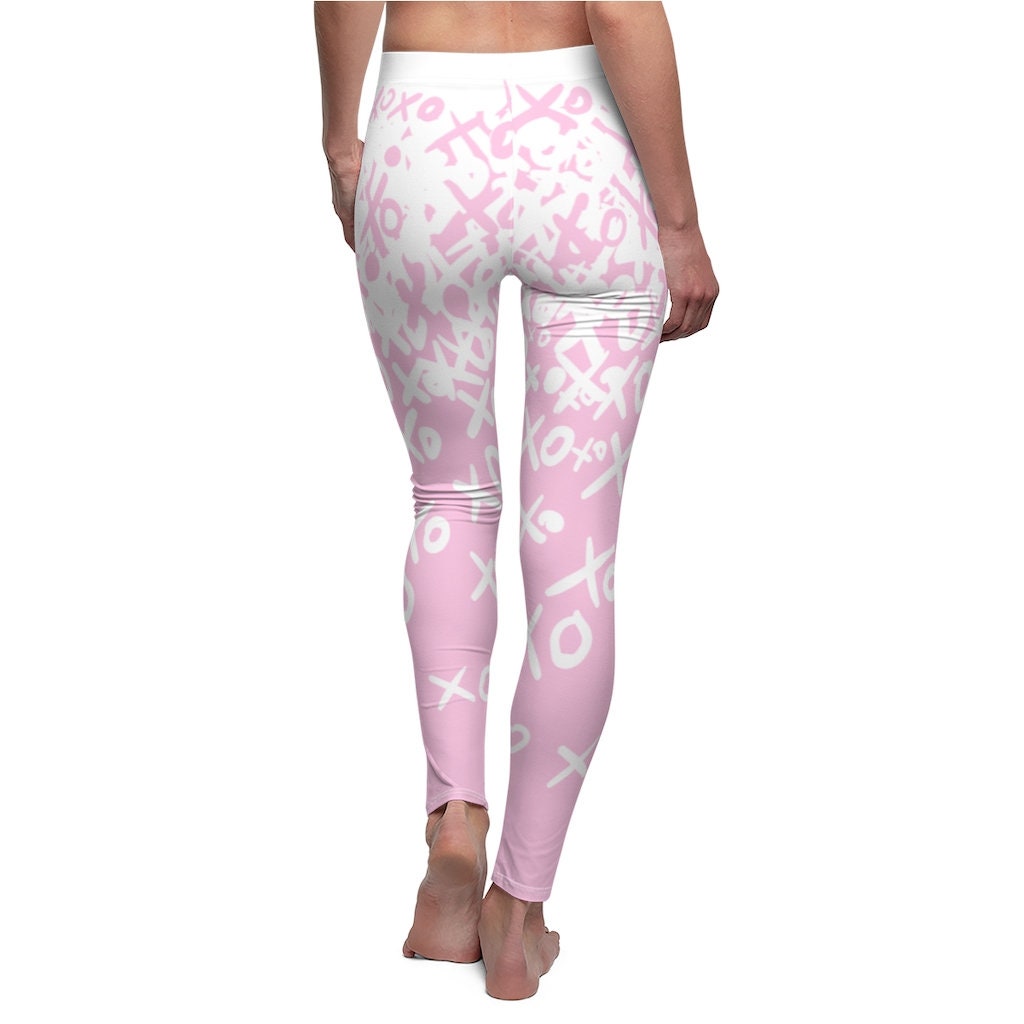 Pink Leggings, Love signs, Loved, XOXO, Women's Casual Leggings