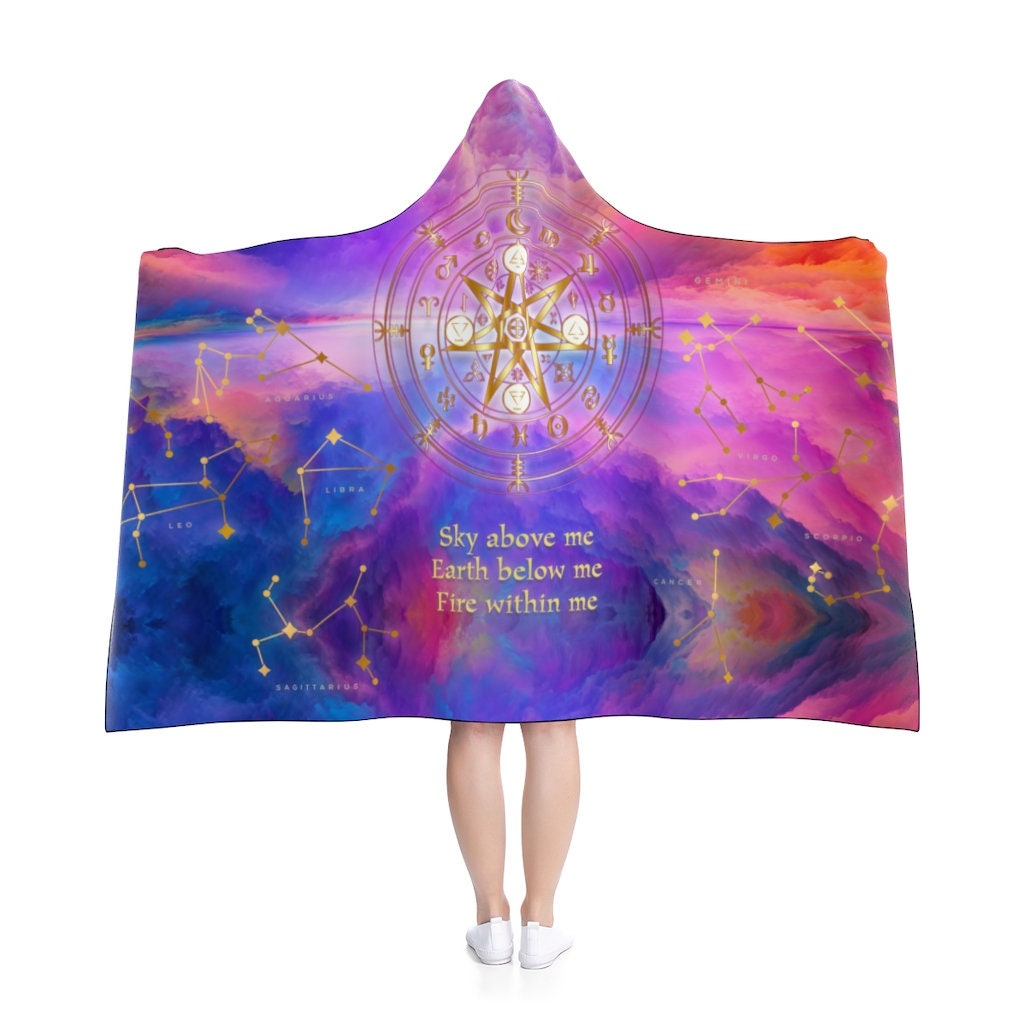 Zodiac Blanket, Zodiac Constellations, Gift for home, Hooded Blanket