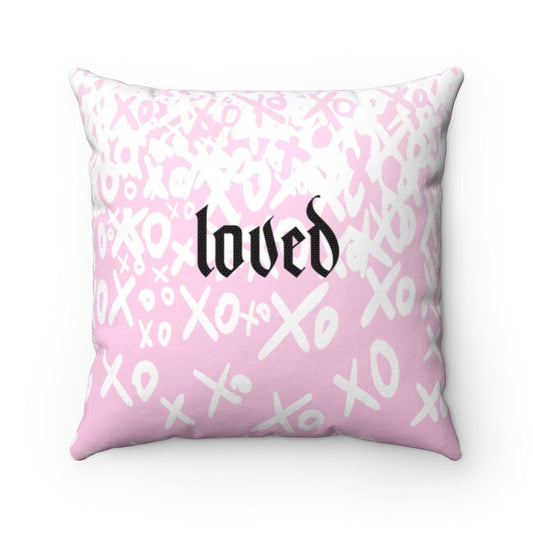 Pink Pillow, Love Signs, Loved, Housewarming Gift, Spun Polyester Square Pillow