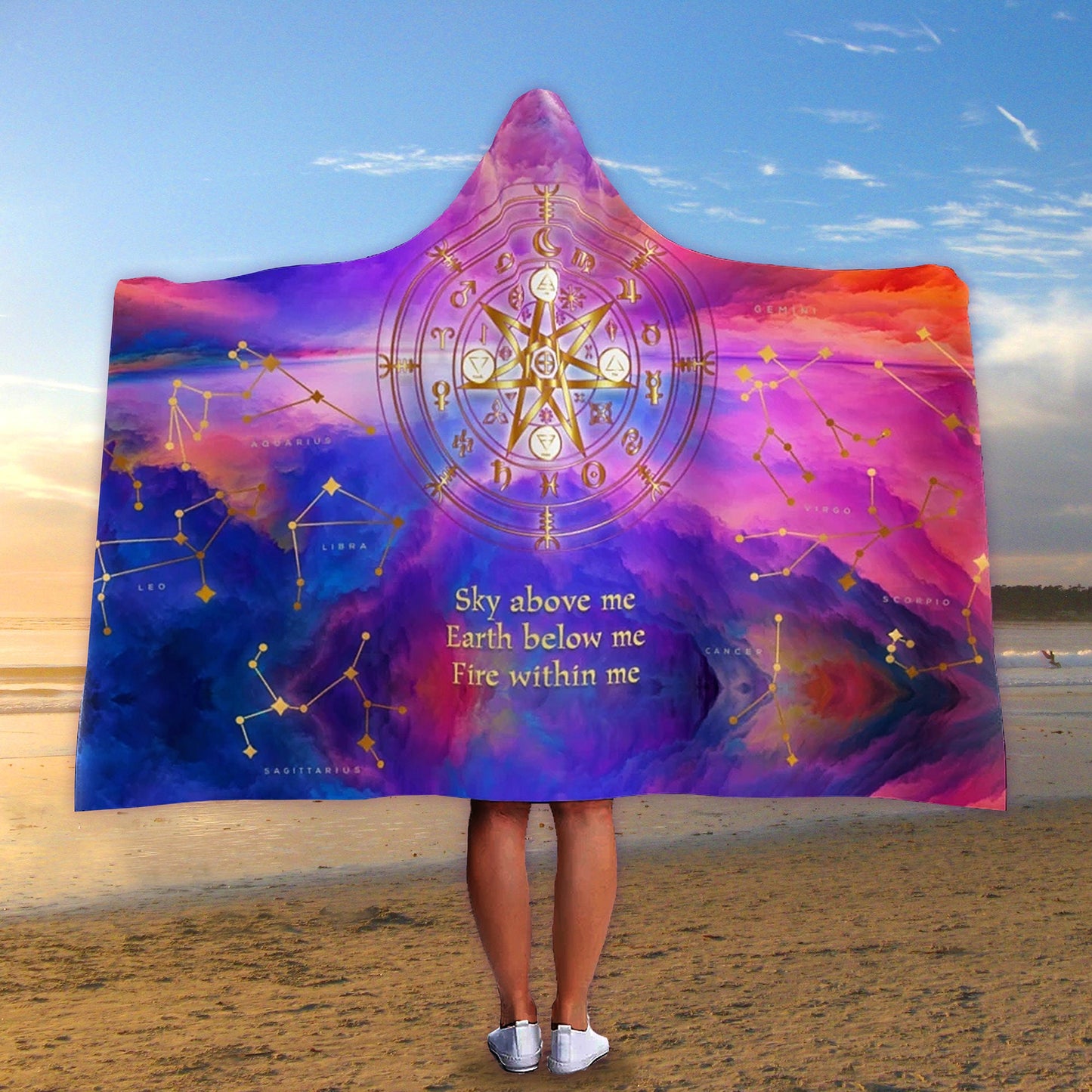 Zodiac Blanket, Zodiac Constellations, Gift for home, Hooded Blanket