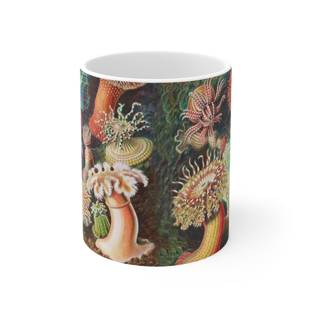 Vintage Botanical Mug, Sea Life, Cottagecore, Boho, Ceramic Mug 11oz
