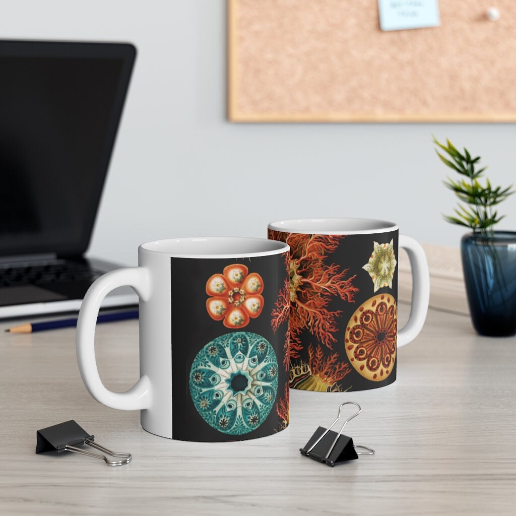 Cottagecore Mug, Botanicals, Sea Life, Boho, 11oz White Mug