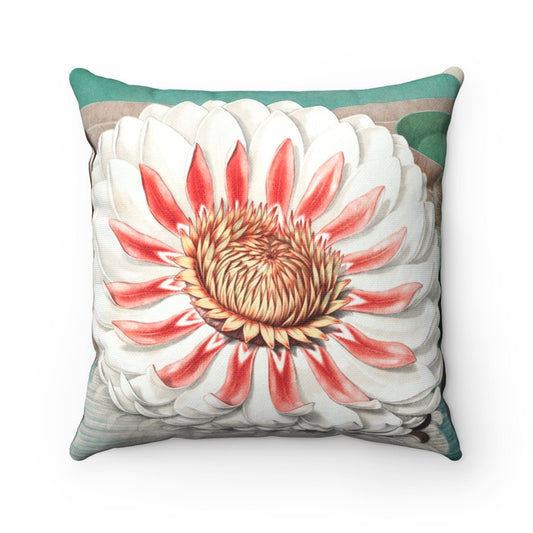 Cottagecore Throw Pillow, Botanical, Water Lilly, Spun Polyester Square Pillow