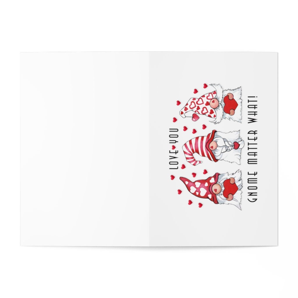 Valentine Cards, Gnomes, Love You Gnome Matter, Red, Greeting Cards (7 pcs)