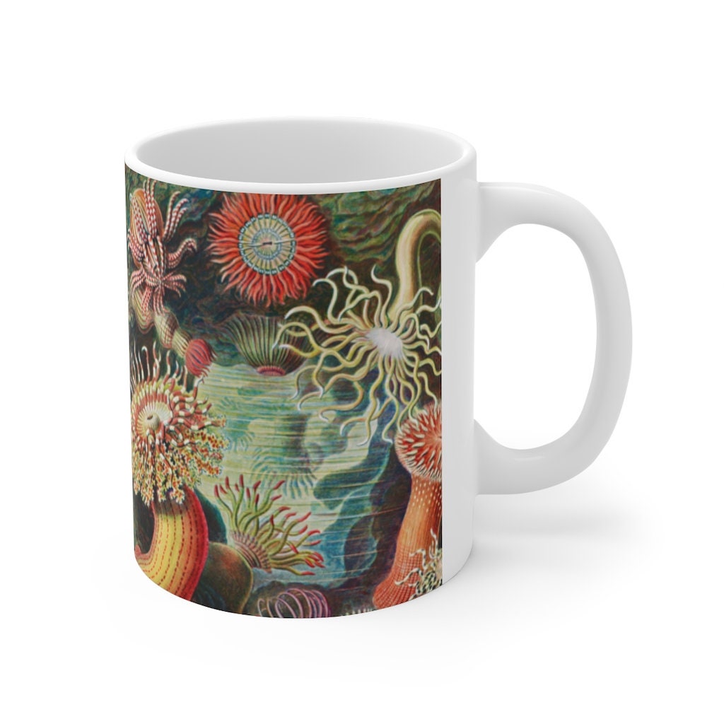 Vintage Botanical Mug, Sea Life, Cottagecore, Boho, Ceramic Mug 11oz